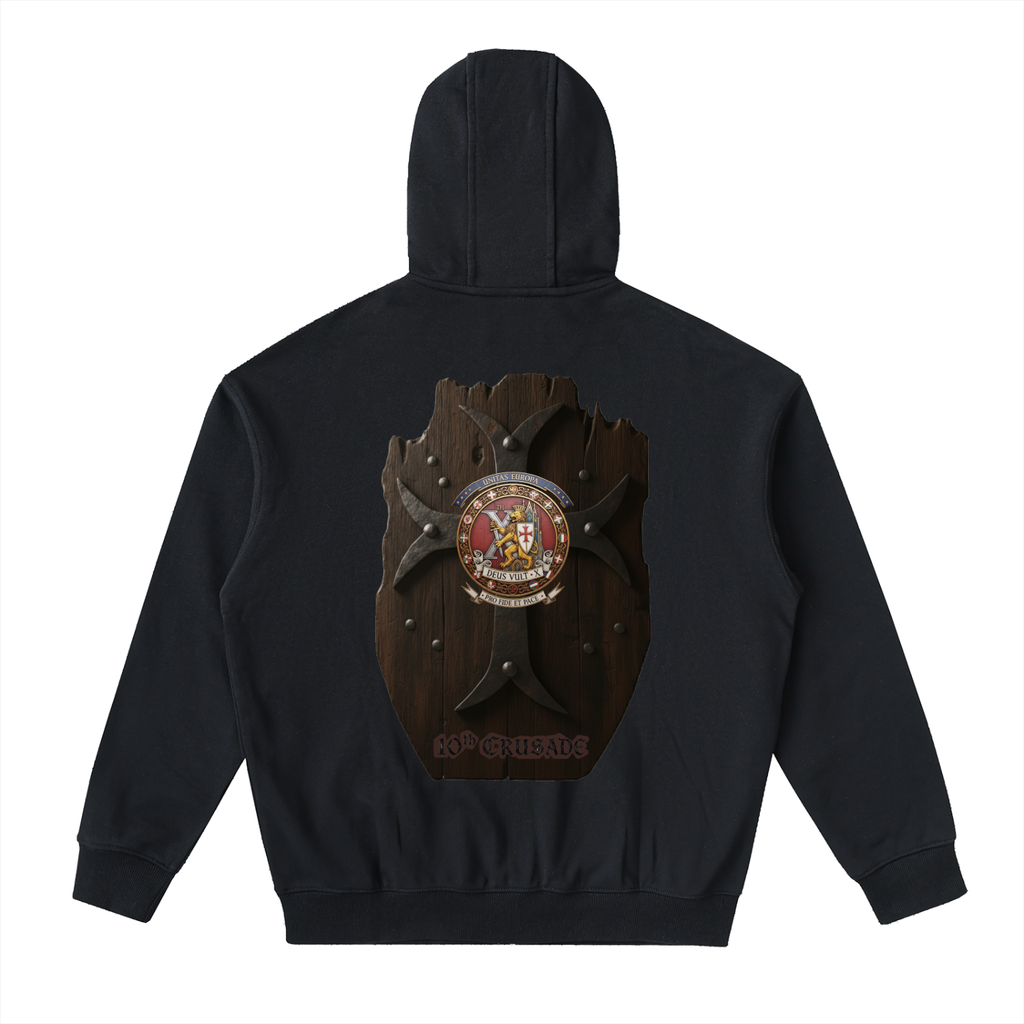 10th Crusade Unite Europe - Black Unisex Drop-Shoulder Zip Up Hoodie