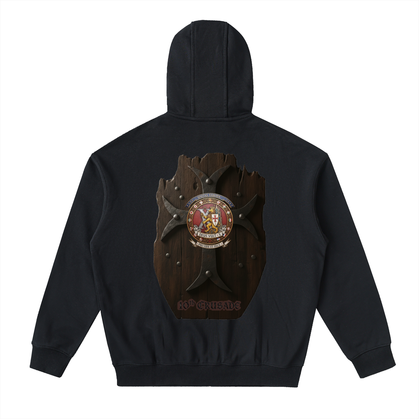 10th Crusade Unite Europe - Black Unisex Drop-Shoulder Zip Up Hoodie